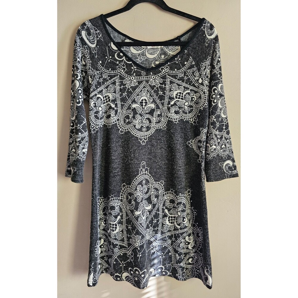 Aryeh Women's Paisley Print 3/4 Sleeve Knit Dress size Small Casual
